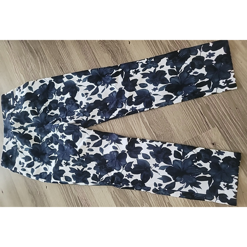 Joseph Ribkoff Women's Blue Floral Lightweight Stretch Mid Rise Pants Size 8 - Picture 6 of 9